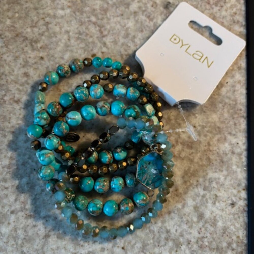 Turquoise beaded stack bracelet by Dylan NWT